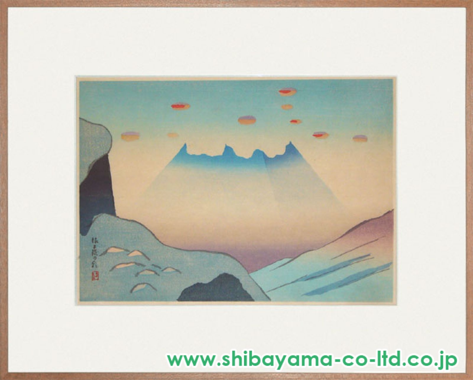 坂本繁二郎「阿蘇五景より『根子嶽の朝』」木版画 :: 絵画買取