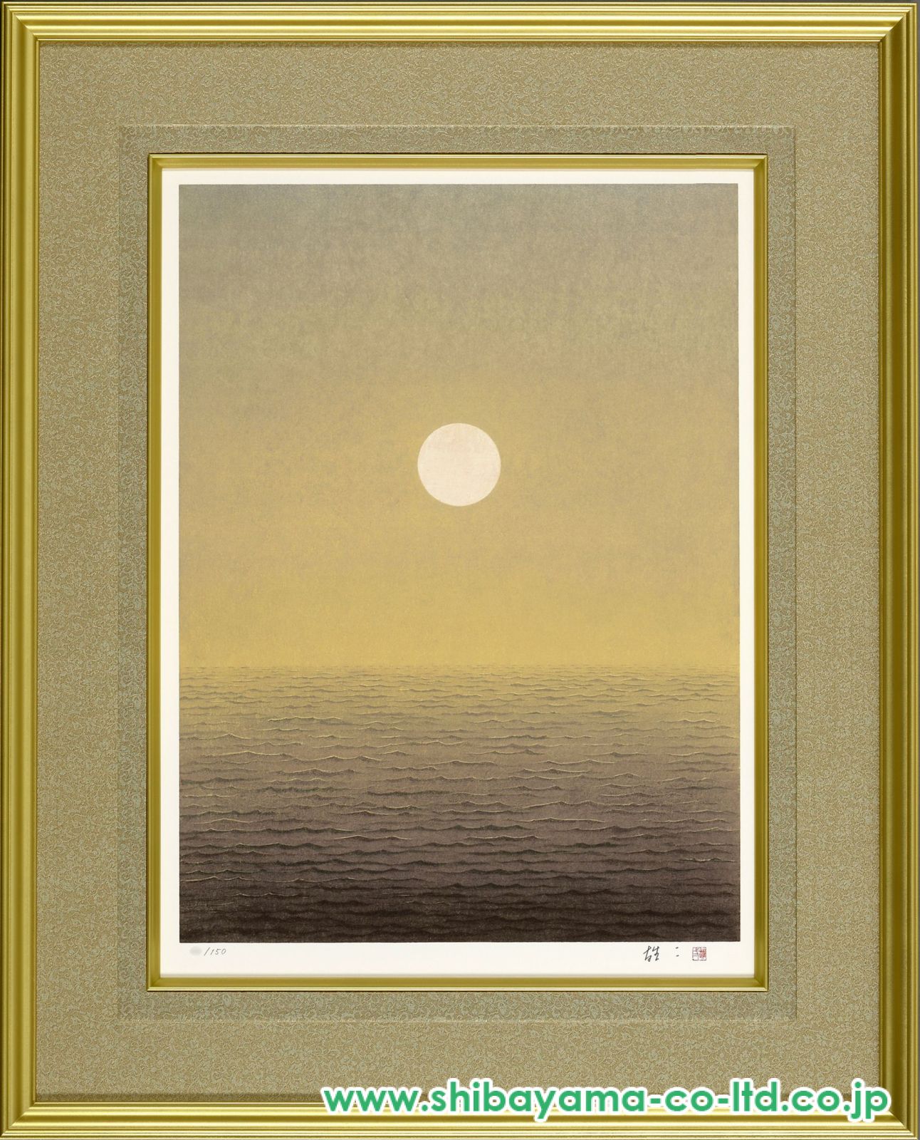 絵画　リトグラフ　海辺２ 楽天市場】尾崎良二 「 夜の海 夜光虫 」 海十瞬より リトグラフ