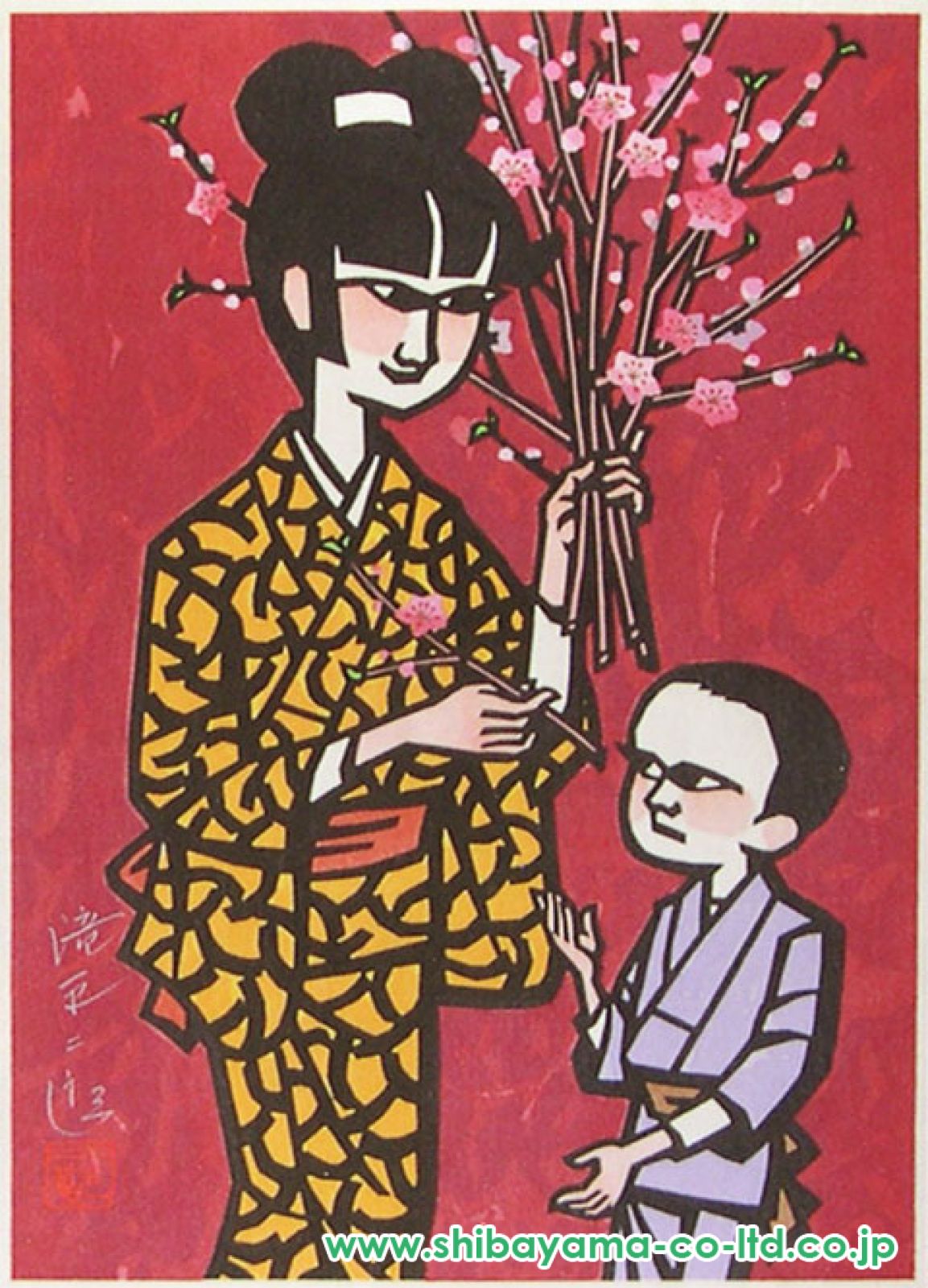 【値下げ】滝平二郎　オリジナル版画　額装板　山と川シリーズ　春1991年 Yahoo!オークション -「二郎」(木版画) (版画)の落札相場・落札価格