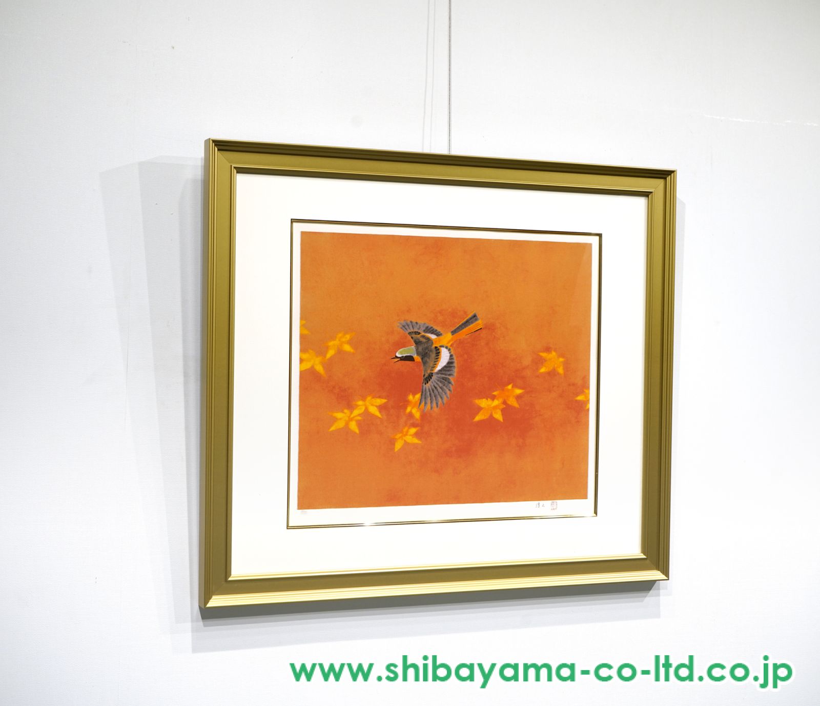 上村淳之 瑠璃鶲 シルクスクリーン  美術品 額装 絵画 扇面 上村淳之 瑠璃鶲 シルクスクリーン 美術品 額装 絵画 扇面