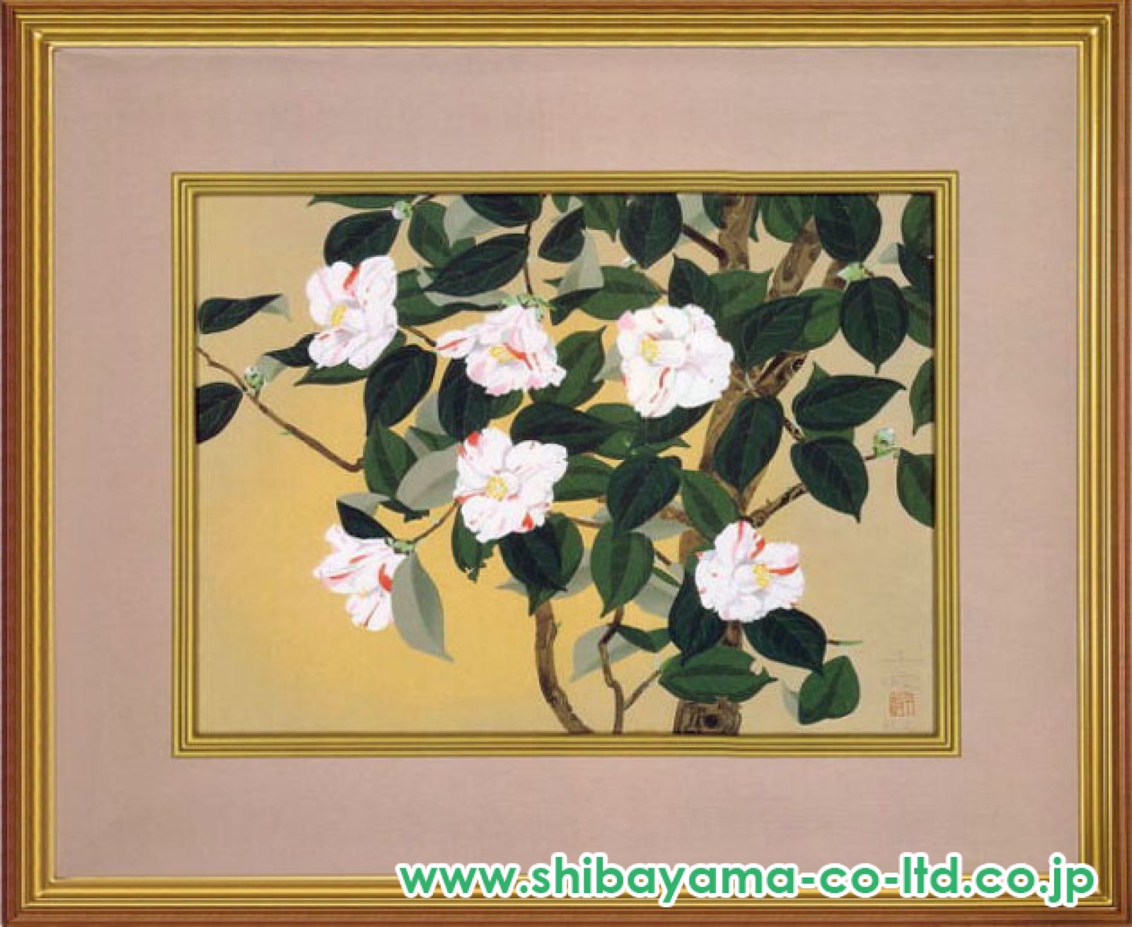 美品！シルクスクリーン版画　中島千波 椿図 180部限定 中島千波「椿花」木版画 :: 絵画買取・販売 - シバヤマ