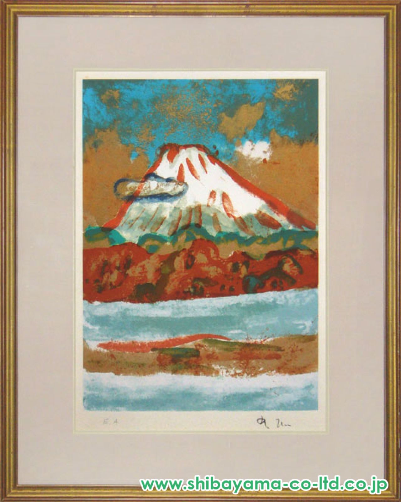 梅原龍三郎「富士山」リトグラフ :: 絵画買取・販売 - シバヤマ