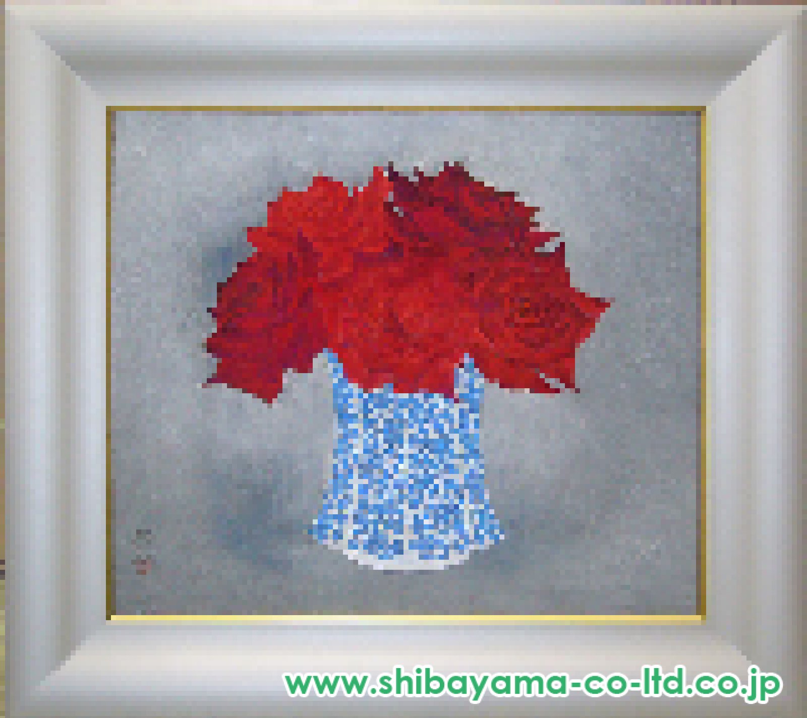 岡村倫行「赤い花」日本画 F10号 :: 絵画買取・販売 - シバヤマ
