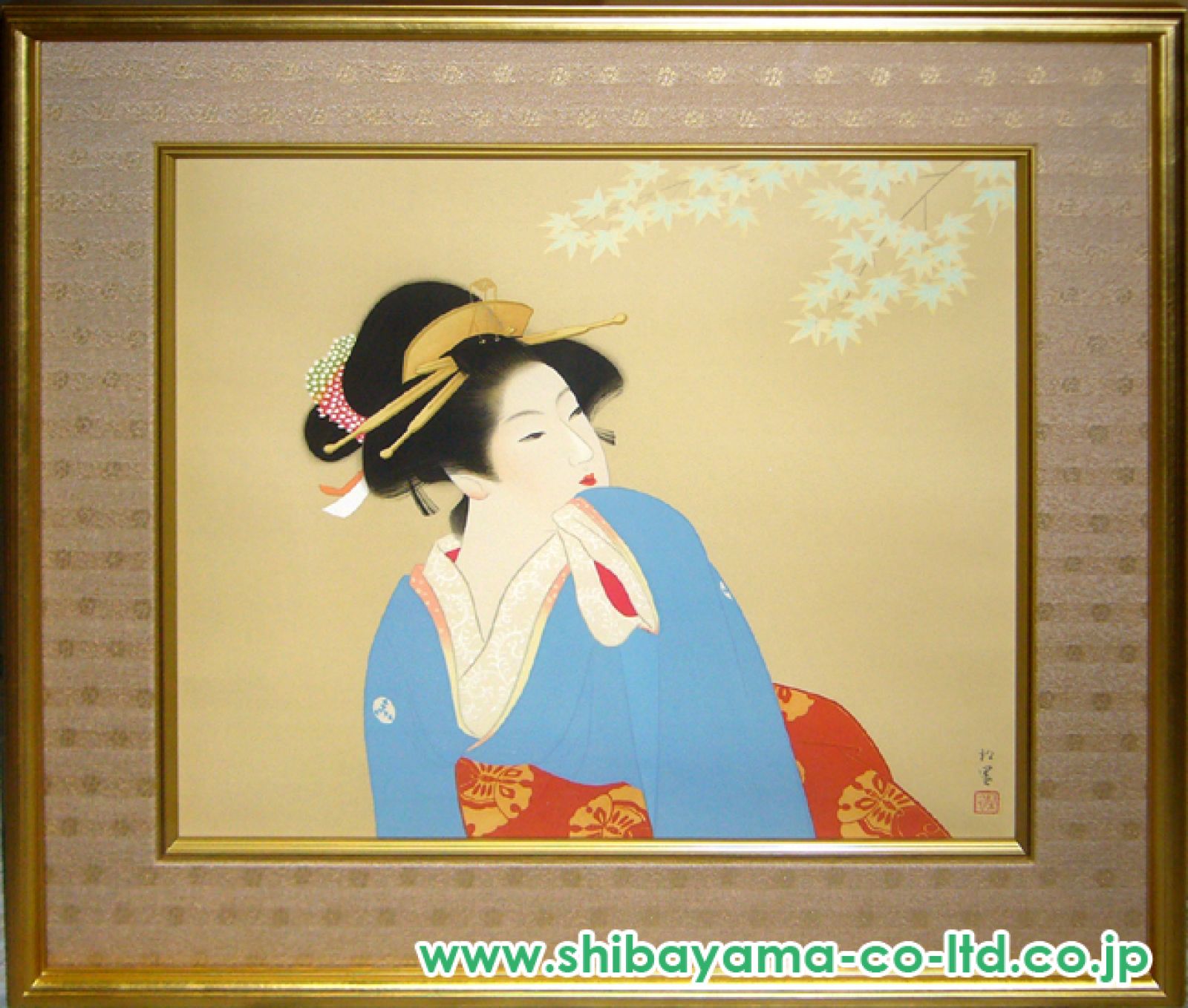 新品【蔵出し】大型 上村松園　わか葉　複製画 上村松園「わか葉頃」リトグラフ :: 絵画買取・販売 - シバヤマ