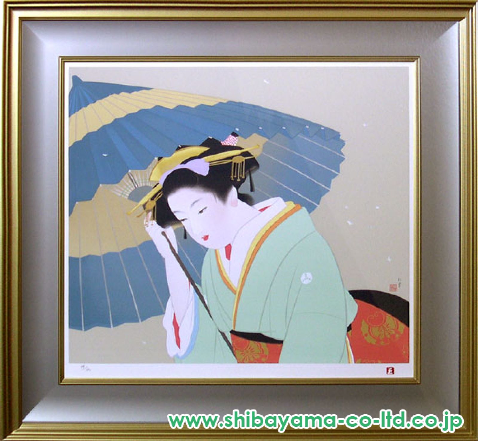 美品 掛け軸 上村松園筆「志ぐれ」美人画 保証書付 シルクスクリーン 上村松園 四季美人 秋『志ぐれ』高級掛軸