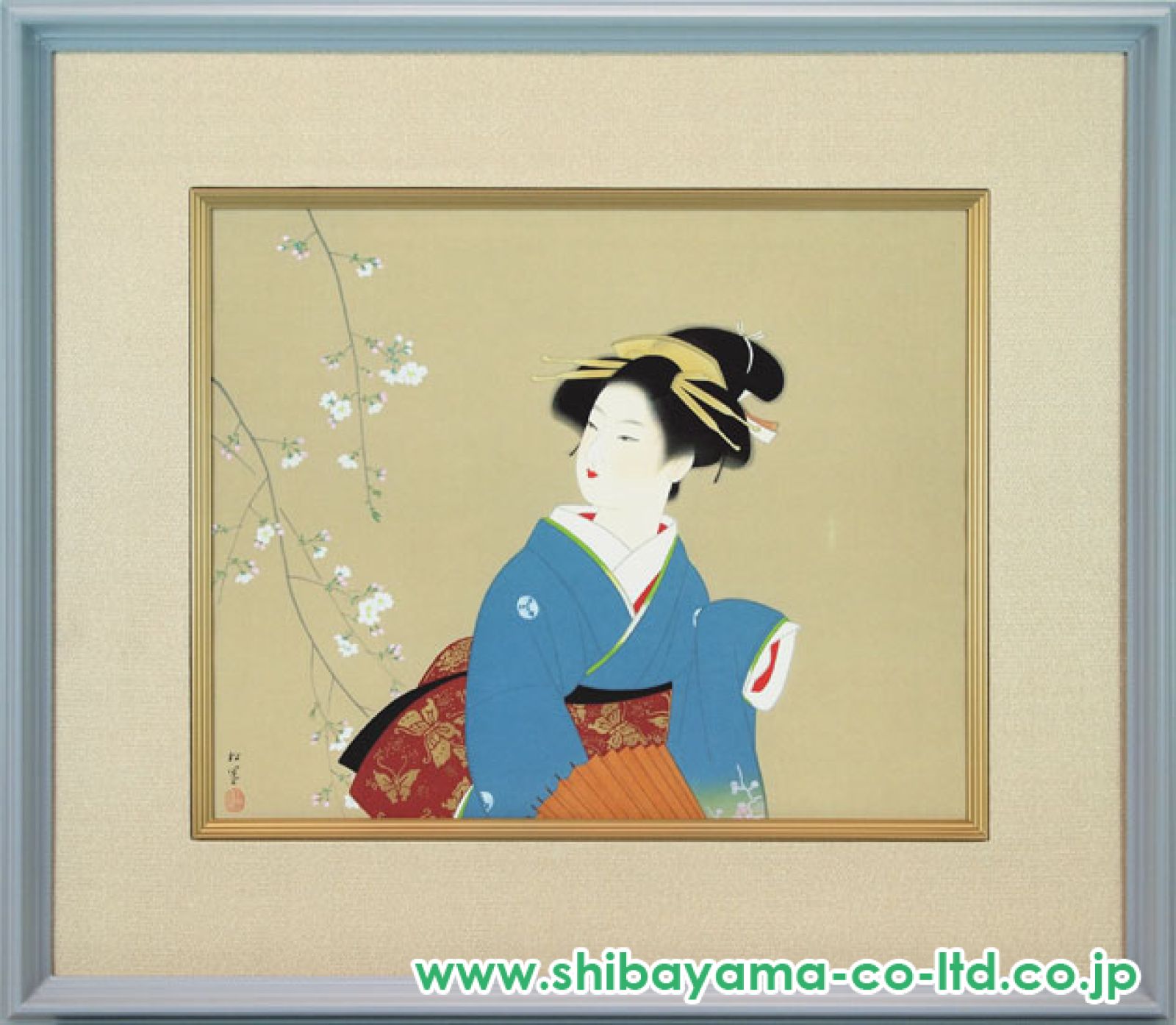 上村松園　緑雨　版画 Yahoo!オークション - 【真作】【WISH】上村松園「緑雨」シルク