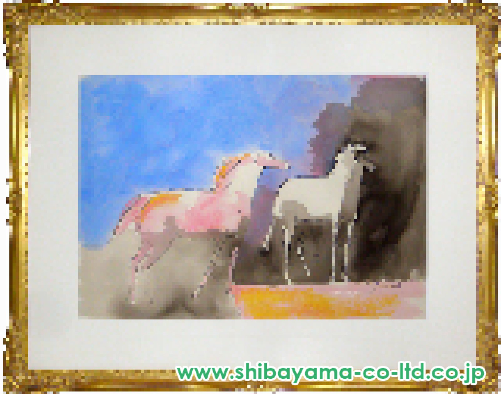 ポール・ギヤマン「二頭の馬」水彩 :: 絵画買取・販売 - シバヤマ