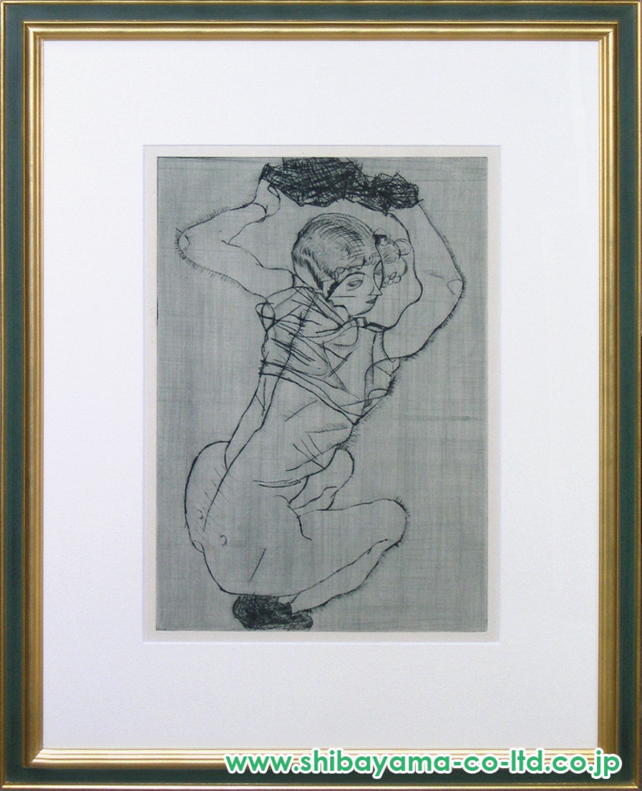 エゴンシーレ 帽子の女性　リトグラフ 112/600 額装品　エゴン・シーレ エゴン・シーレ「The Graphic Work of Egon Schieleより