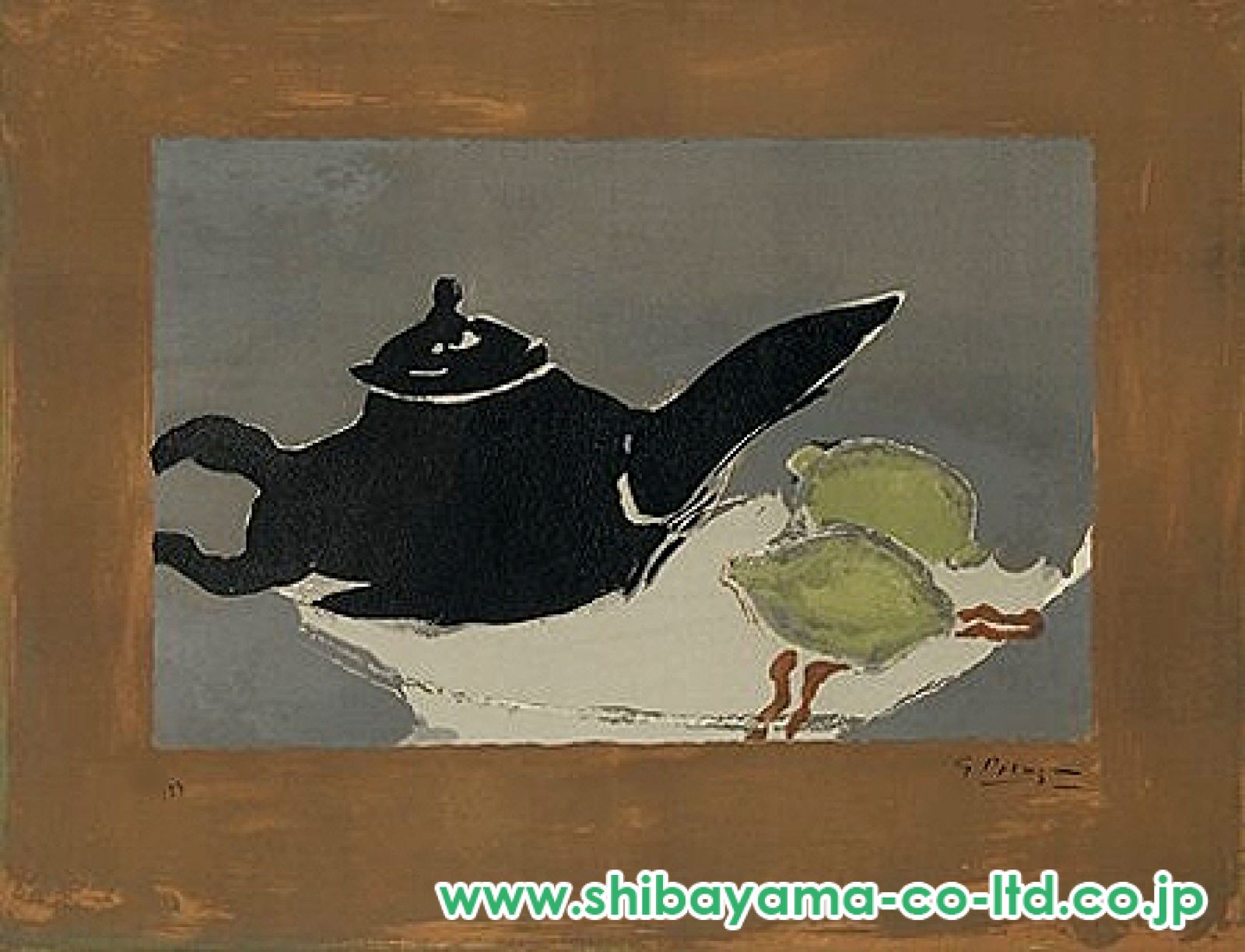 ジョルジュ・ブラック　1965年　リトグラフ　画家への手紙　版画　鳥　額付　真作 アートポスター ジョルジュ・ブラック 「L'oiseaux bleu et gris