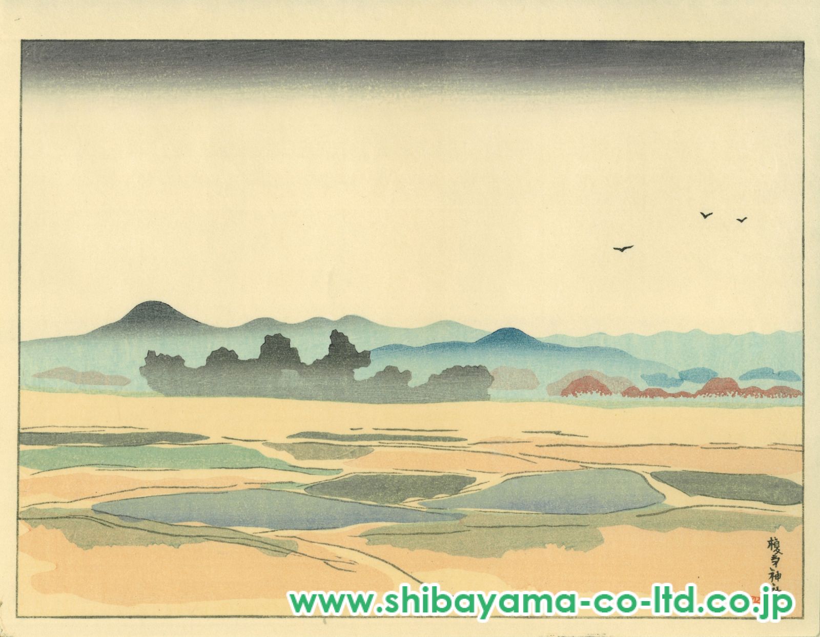 坂本繁二郎　筑紫五景　『火縄山』　木版画　錦絵　美品 坂本繁二郎 筑紫五景 『火縄山』 木版画 錦絵 美品 - メルカリ