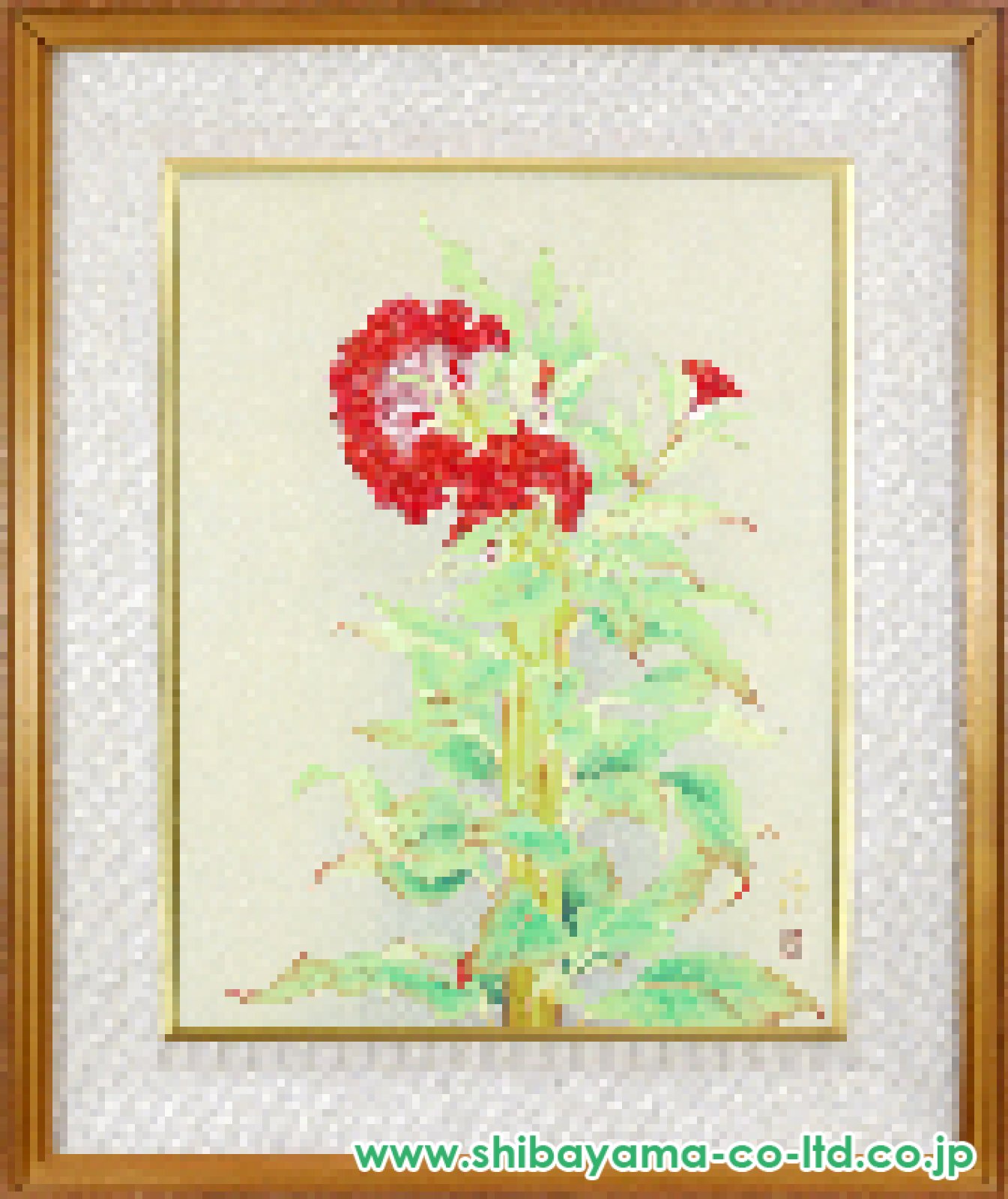 岡崎忠雄「鶏頭」日本画 10号 :: 絵画買取・販売 - シバヤマ