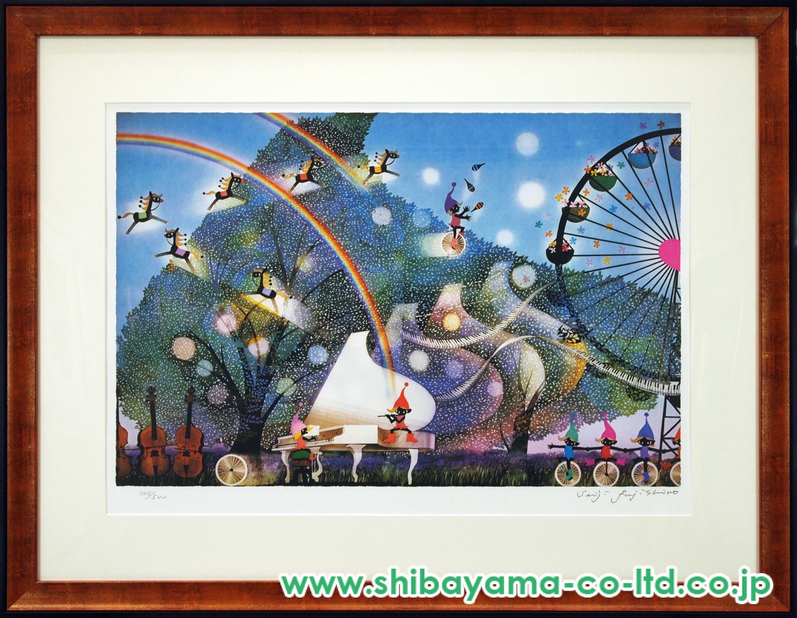 藤城清治「風の中の白いピアノ」リトグラフ :: 絵画買取・販売