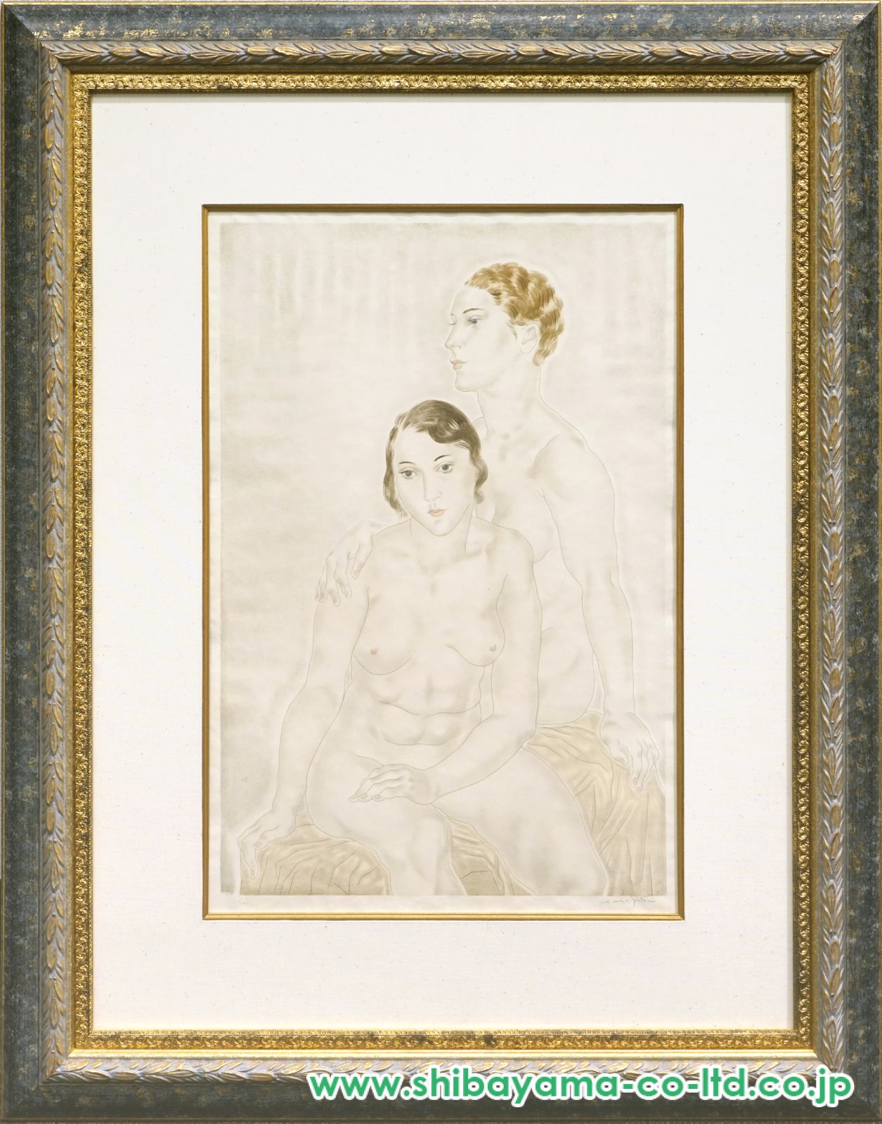 藤田嗣治「アルバム「女」よりより『裸婦二人』」銅版画 :: 絵画