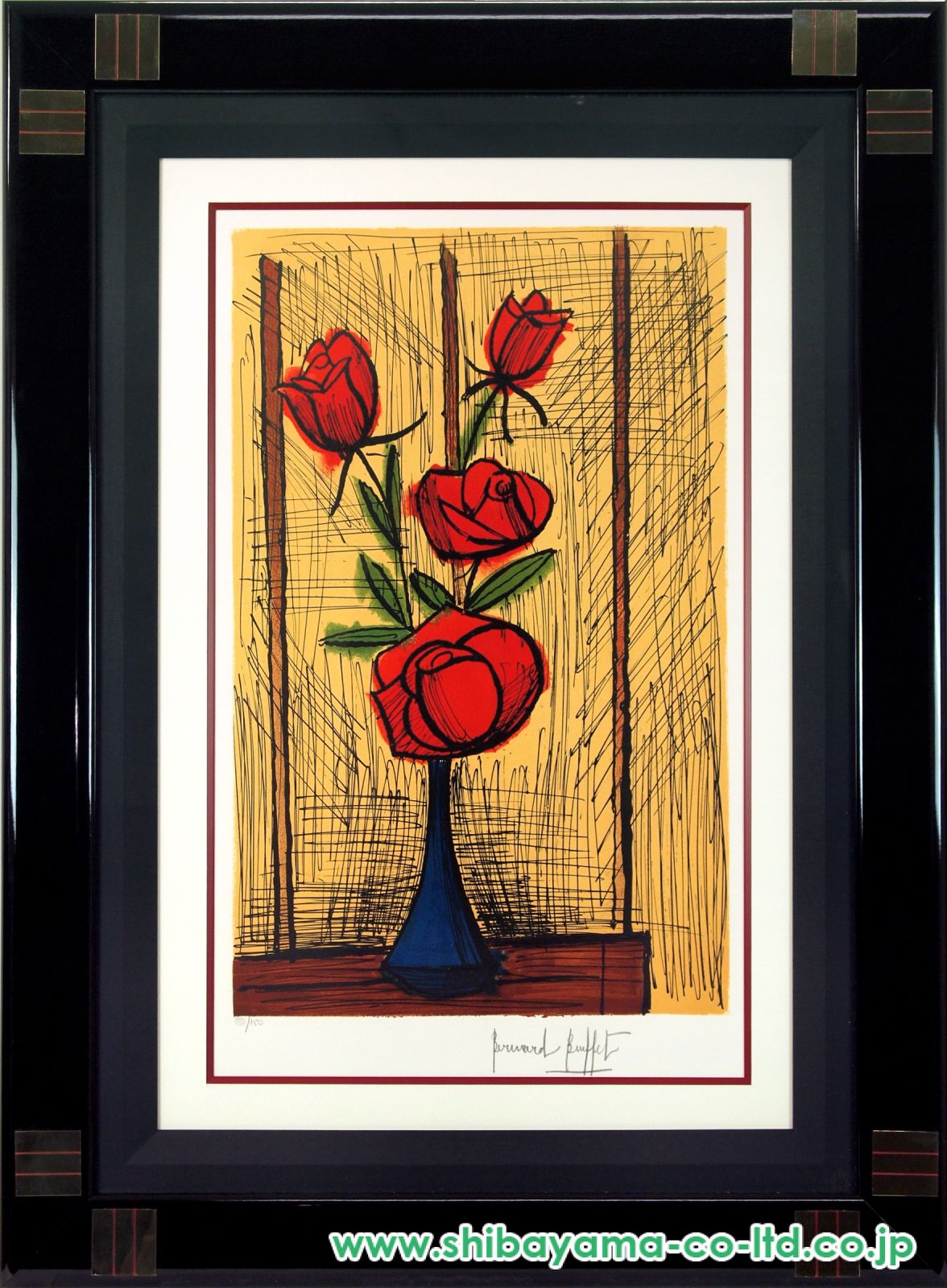 ベルナール・ビュッフェ <薔薇色の帽子の女> 1960 ベルナール・ビュッフェ『薔薇の帽子の女』リトグラフ | A.Gallery