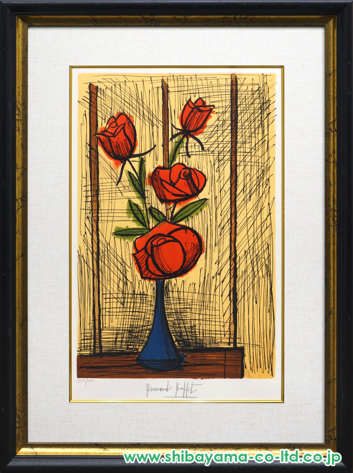 アンジェリーナ ラベルニア リトグラフ オレンジの背景の薔薇 インテリア 絵画 9131_ae13df8dd6398f2b5659e68e1