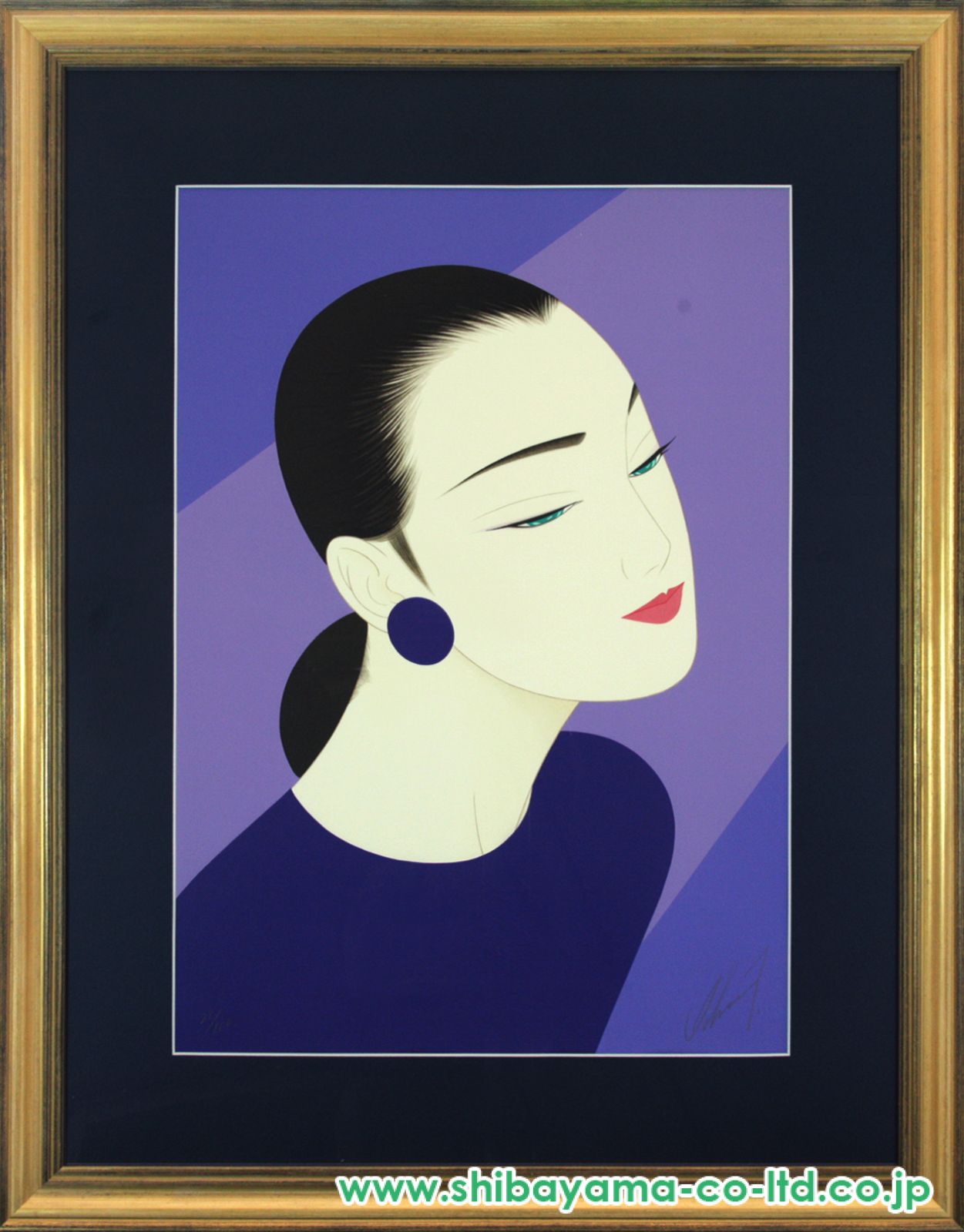 鶴田一郎　　ノーブル　(リトグラフ)　　真作 鶴田一郎「ブルーノクターン」リトグラフ :: 絵画買取・販売
