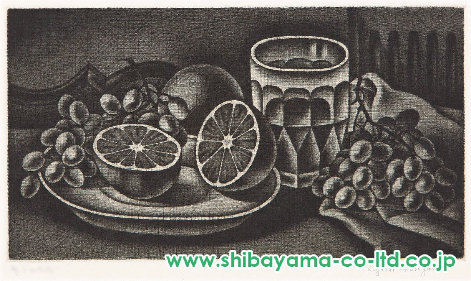長谷川 潔、巨匠、アンコリの花/マニエルノワール・レゾネ、額装 黒い絵・長谷川潔・マニエールノワール/銅版画・メゾチント