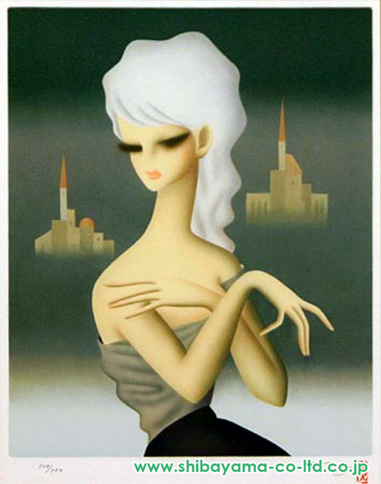 東郷青児「二つの城」リトグラフ :: 絵画買取・販売 - シバヤマ