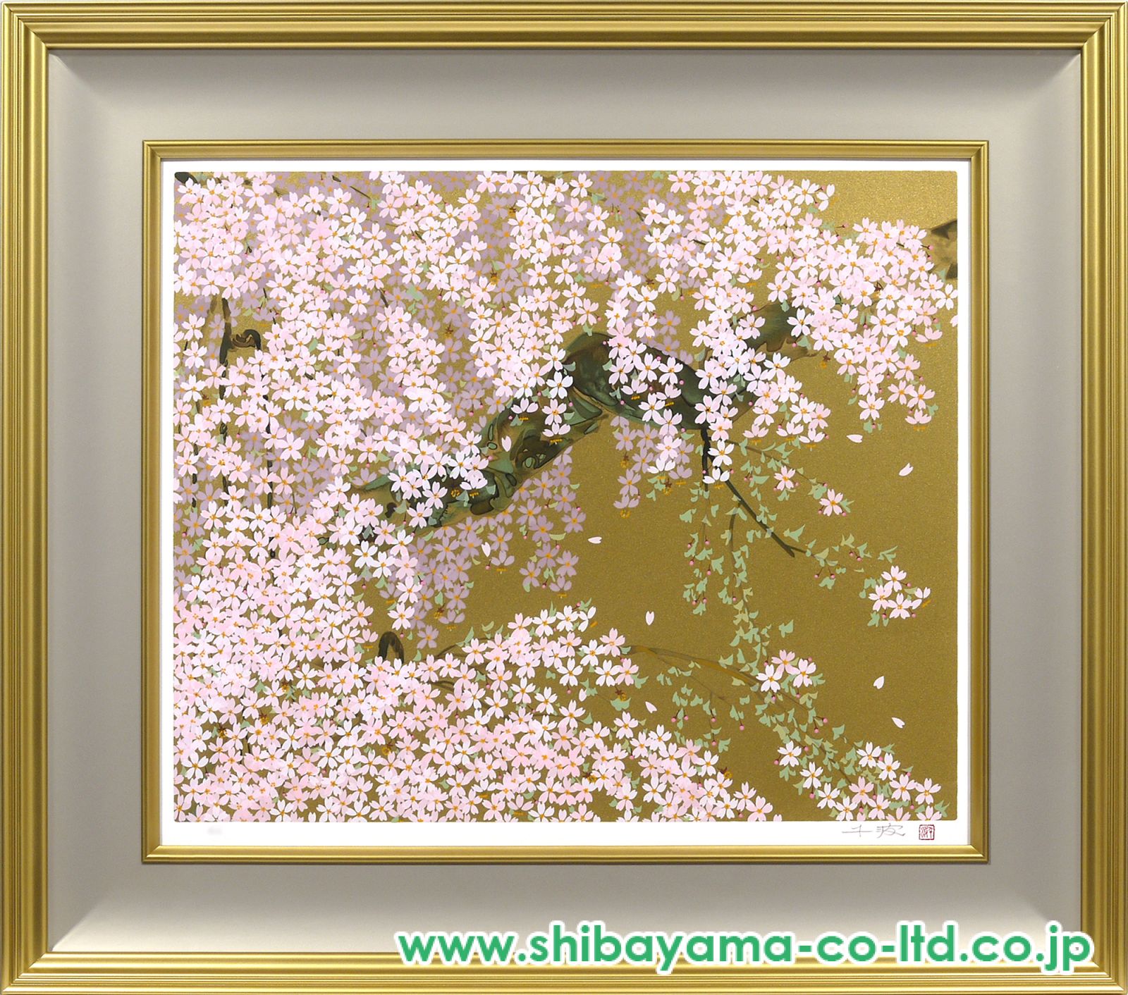 美品！中島千波 岩絵具方式複製画 シルクスクリーン　山高神代桜　1000部限定 美品！中島千波 岩絵具方式複製画 シルクスクリーン山高神代桜