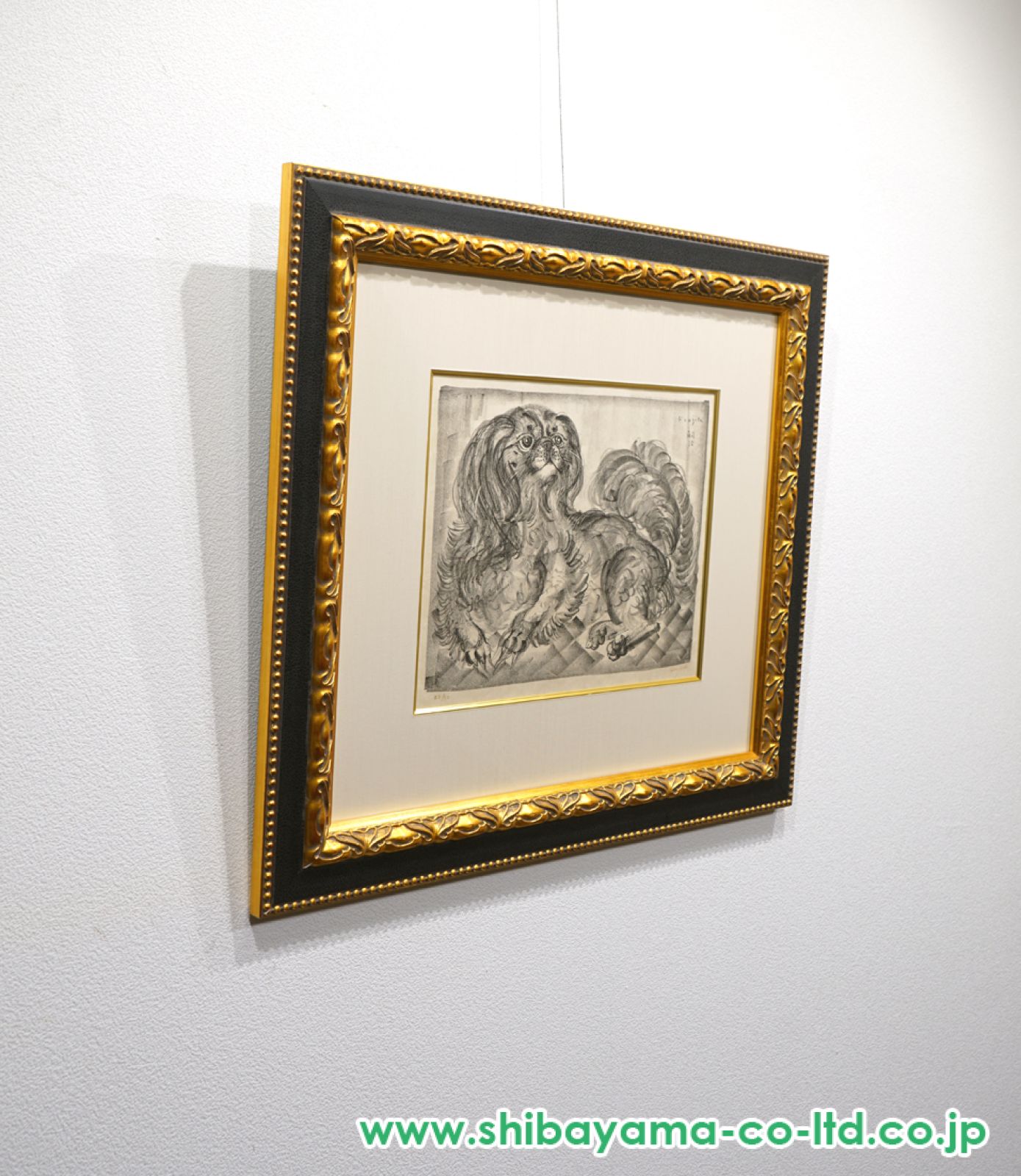 藤田嗣治　ギャビーと愛犬　画集より　状態良好　新品額付 藤田嗣治 ギャビーと愛犬 画集より 状態良好 新品額付