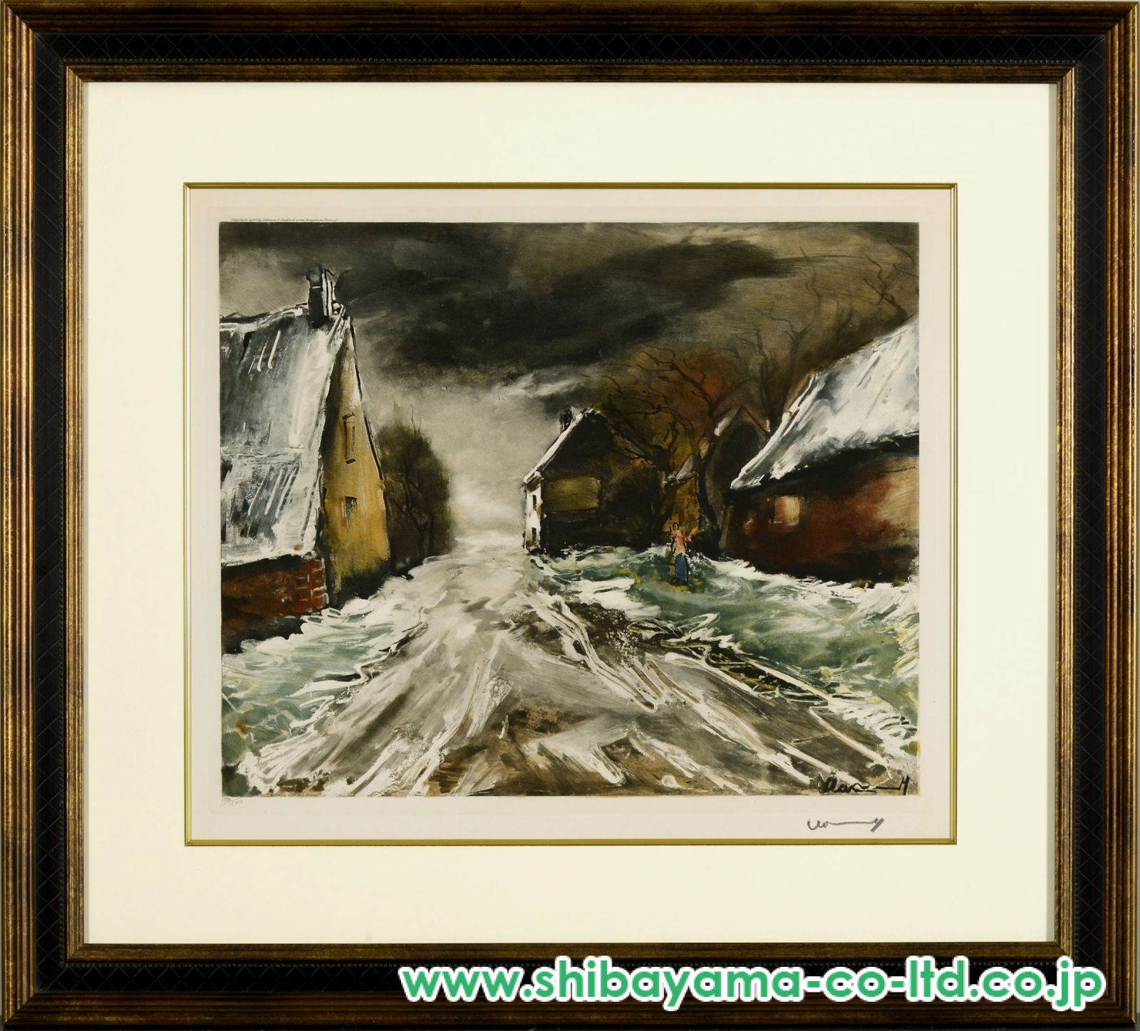 モーリス・ド・ヴラマンク「雪景色」1955年　銅版画(ポショワール) モーリス・ド・ヴラマンク「雪景色」1955年 銅版画(ポショワール