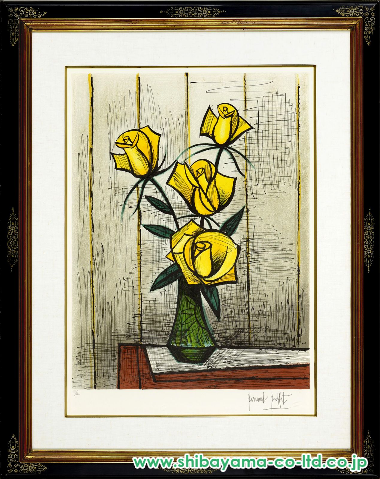 アンジェリーナ ラベルニア リトグラフ オレンジの背景の薔薇 インテリア 絵画 agmotokawa_joanguerrero-redrose